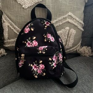 Small LD Floral Black Backpack Pouch Coin Purse Pink Gold hardware Like Dreams